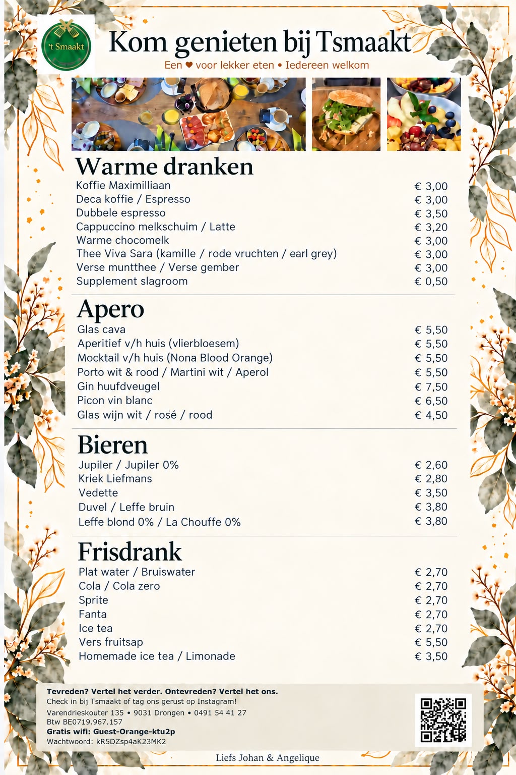Menu drank